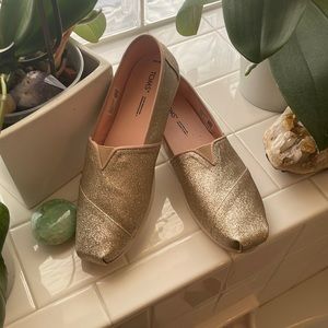Toms 9.5 Rose Gold Glitter Classic